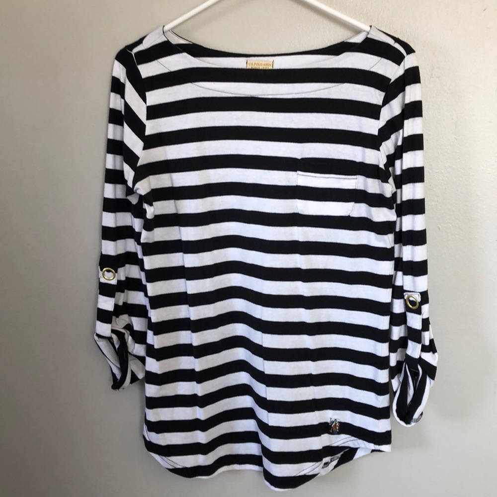 Black and White Stripe 3/4 Sleeve shirt